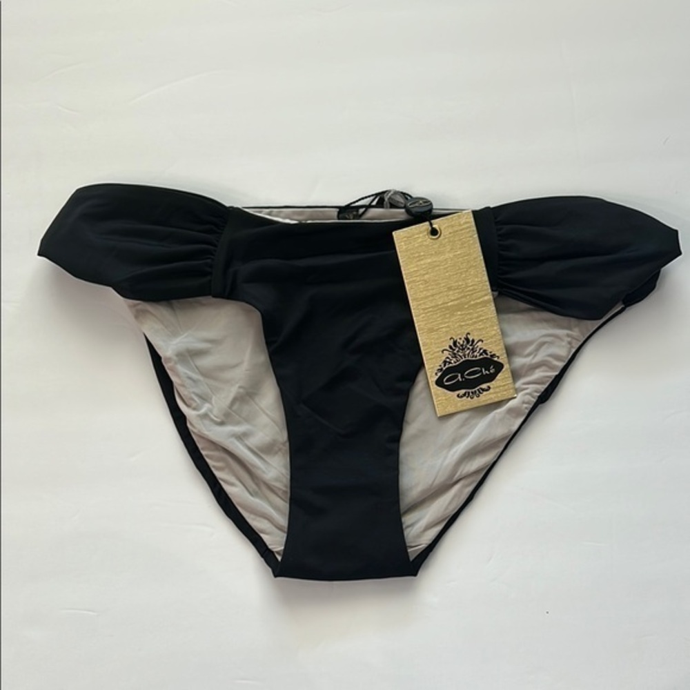 A.Che black butterfly bikini swim bottoms size small NWT
